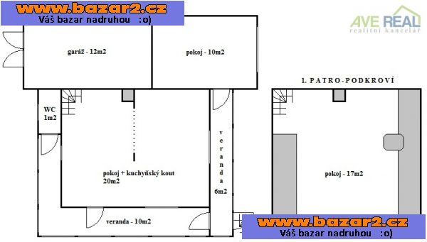 Prodej rekr. chaty 3+kk/V (64m2) + garáž, vl. pozemek (530m2), obec Kamenný Př.