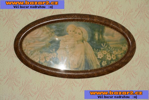 starý obraz Panenka Marie v rámu