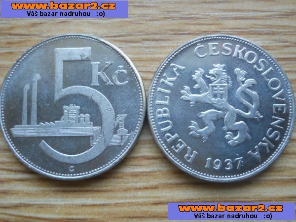 5 Kč - 1937 - RRRR - replika - viz.foto