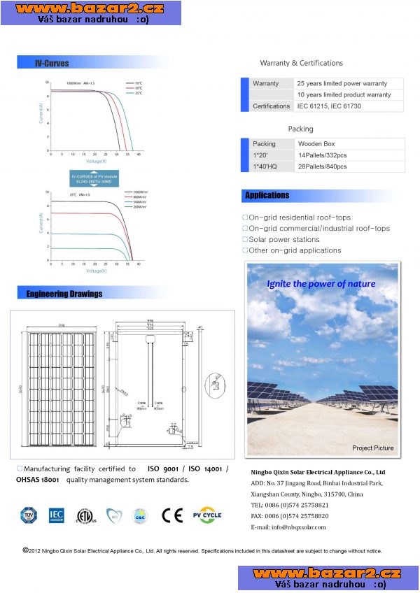Fotovoltaický solární panel 240Wp