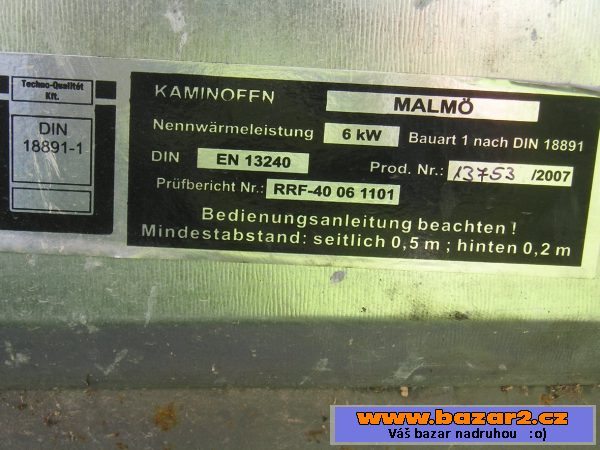 Prodám krbová kamna Malmo