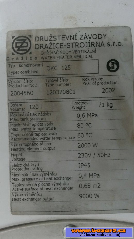 Kombinovaný bojler 120l