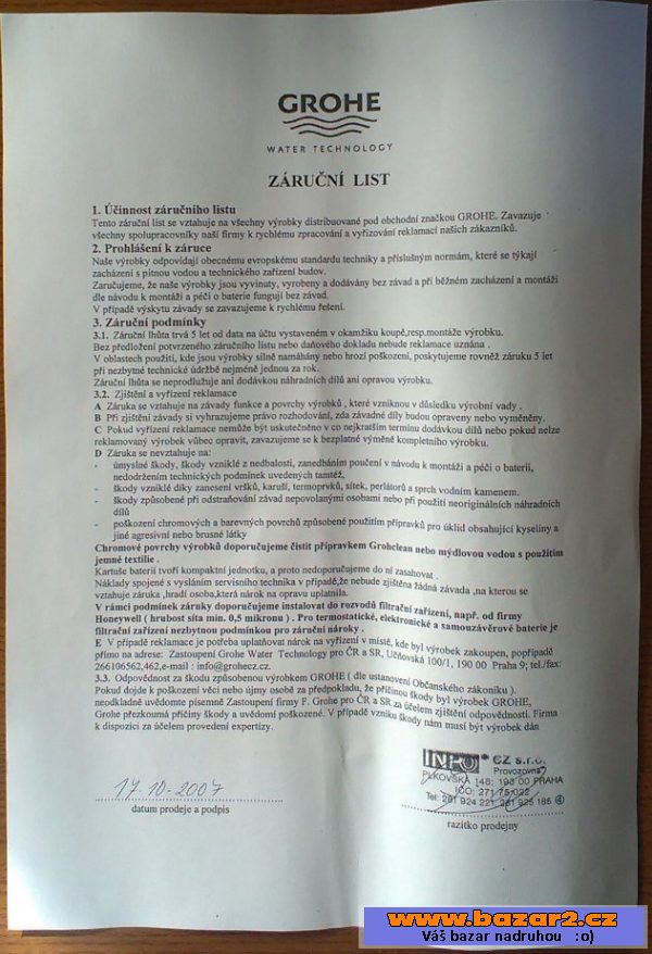 Prodám baterii Grohe Essence