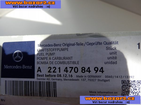 Palivové čerpadlo pro MB S W221