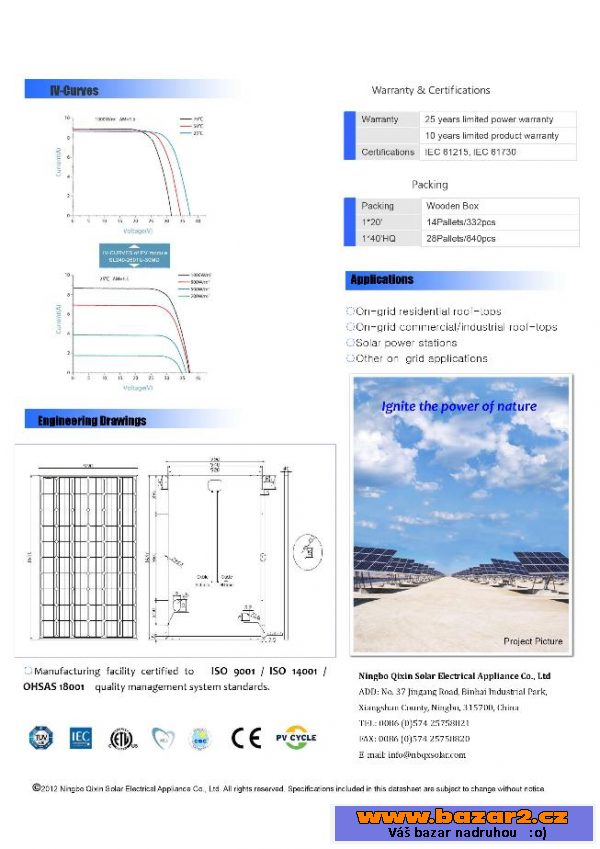 Fotovoltaický solární panel 240Wp
