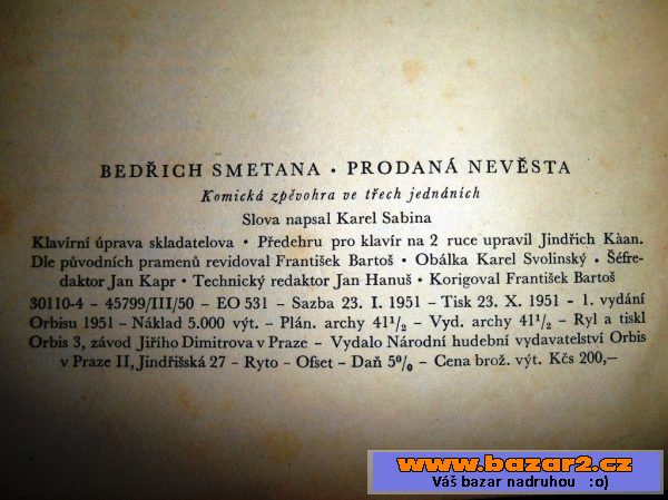 Prodaná nevěsta – Komická zpěvohra 