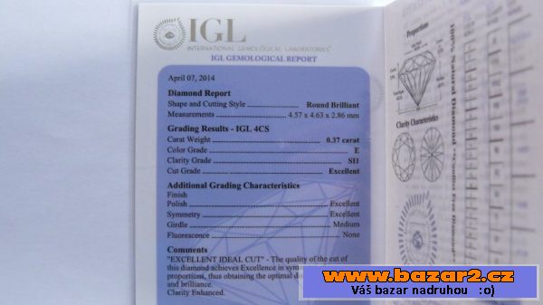 Investiční diamant + certifikát !