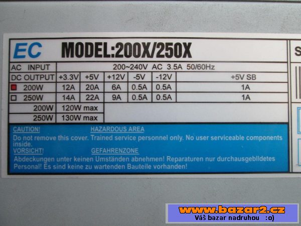 Zdroj EC200X ATX 200W