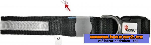 Obojek pro psy Akinu, svítící červený, M