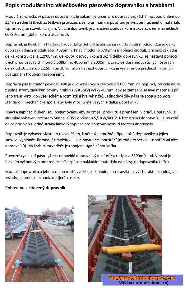 Modulární pásový dopravník