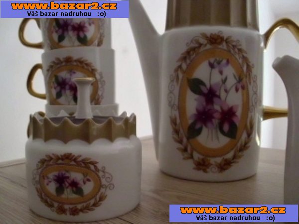 3 sady staré české sklo+porcelán