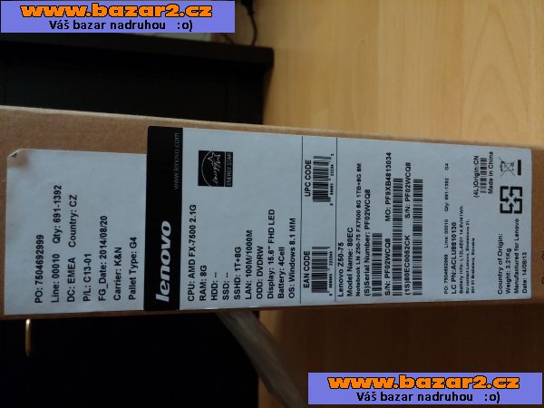 Herní notebook Lenovo Z50-75 Black, v záruce