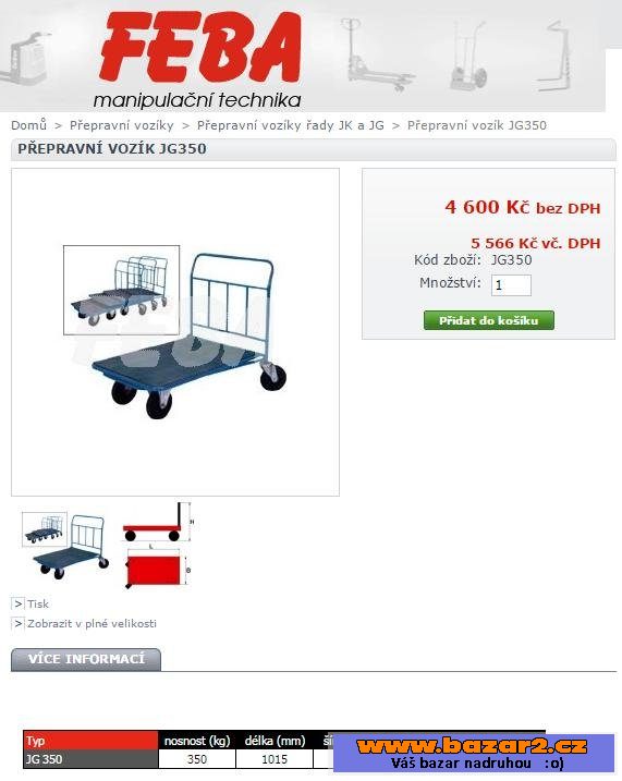 manipulační skladový vozík JG350