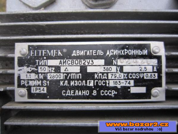 Třífázový elektromotor 1,1kW