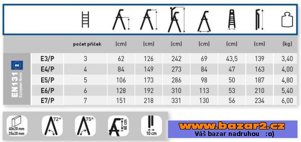 5stupňové schůdky Facal E5/P Plus