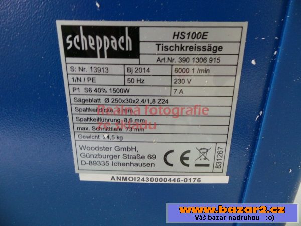 Stolová kotoučová pila Scheppach HS100E