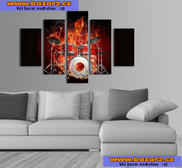 Fotoobraz, moderní obraz - BUBNY OHEŇ - velikost 100 x 70 cm