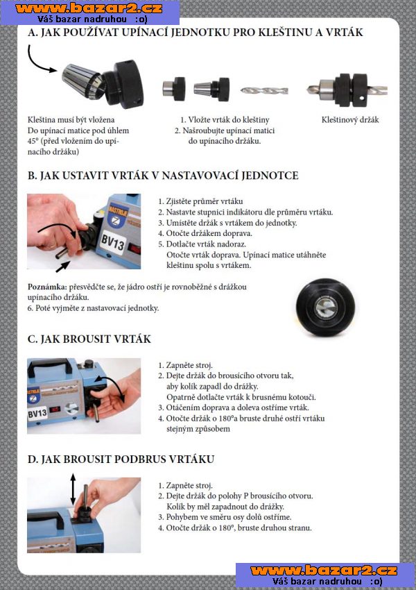 Bruska na vrtáky BV13_rozsah 2 - 13mm - 