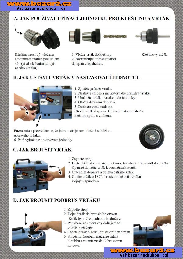 Bruska na vrtáky BV26 Max_rozsah 8 - 32mm