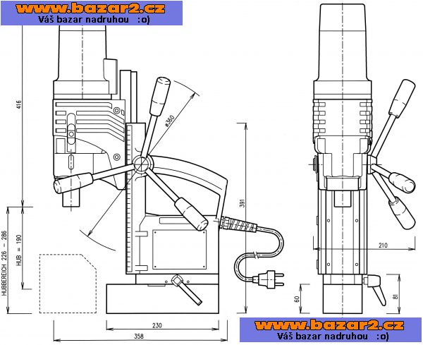 Magnetická vrtačka ALFRA ROTABEST 60 RL-E + sada vrtáků 6ks