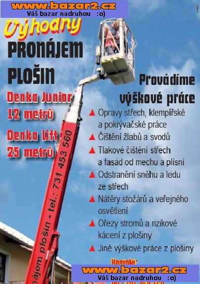 Výhodně vypůjčíme plošiny,provádíme výškové práce