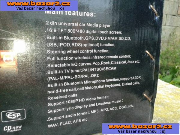 GPS 2DIN autoradio s DVD, bluetooth a GPS Vše viz