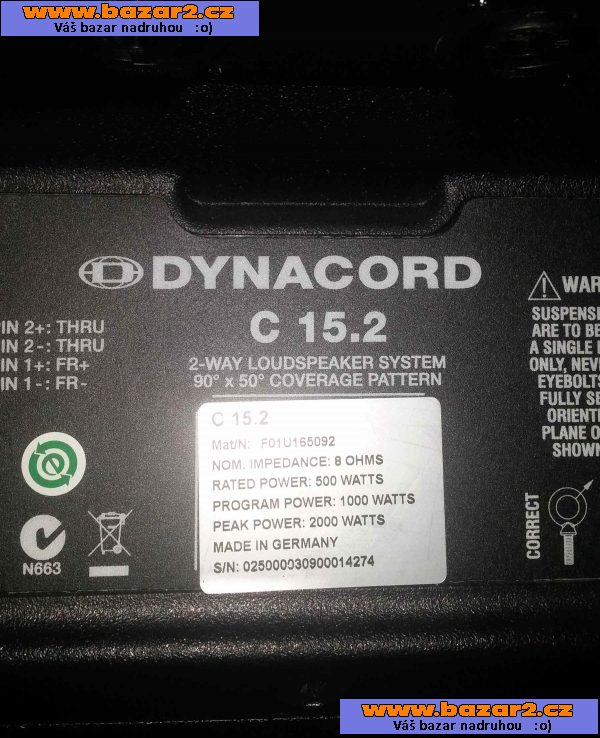 Prodám sestavu DYNACORD 2 x 1000 W