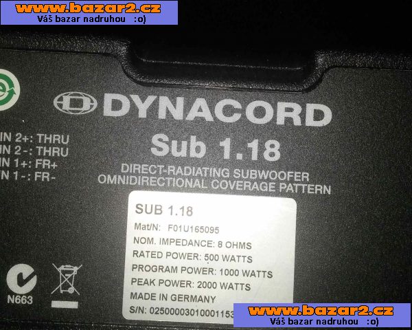 Prodám sestavu DYNACORD 2 x 1000 W
