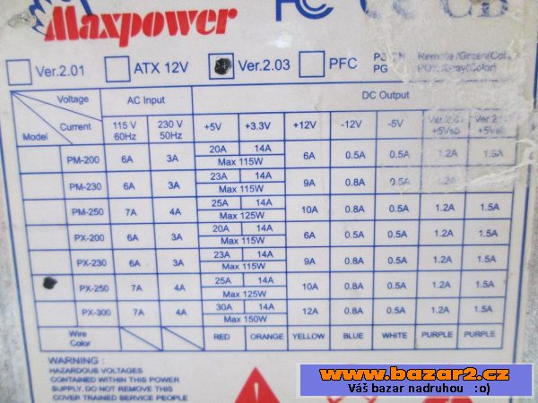 Zdroj Maxpower ATX 250W