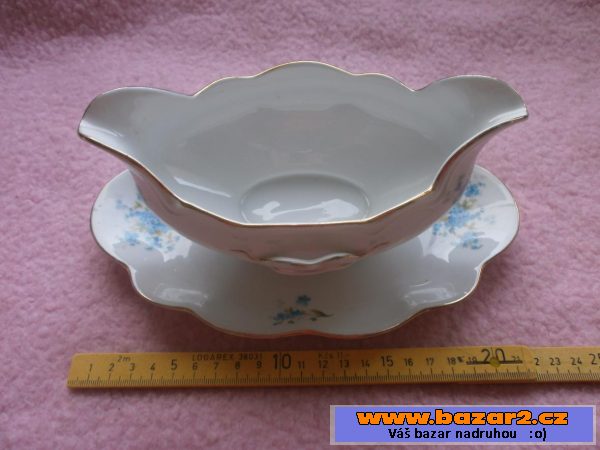 Omáčník porcelánový bílý s květy 