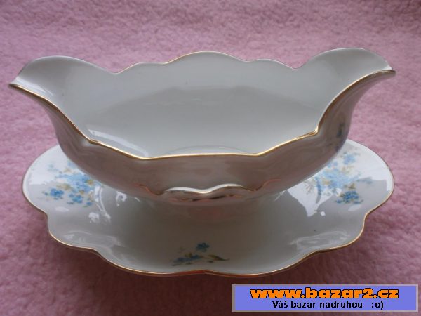 Omáčník porcelánový bílý s květy 