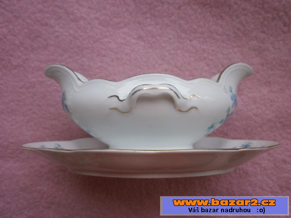 Omáčník porcelánový bílý s květy 