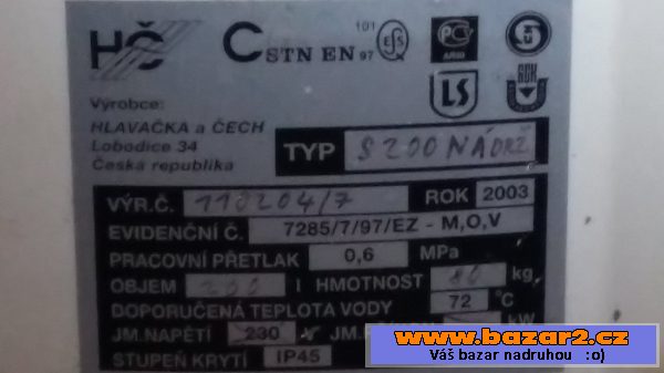 Prodám zásobník teplé vody S-200 