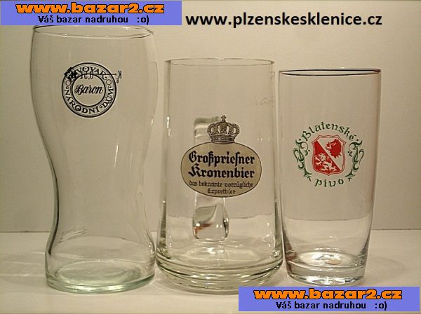 KOUPÍM PIVNÍ SKLENICE, PŮLLITRY,TŘETINKY Z ČESKÝCH PIVOVARŮ