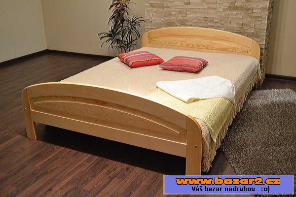 Pevná dřevěná manželská postel+rošt