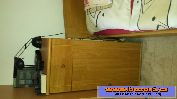 Manželská postel + rošty + komoda