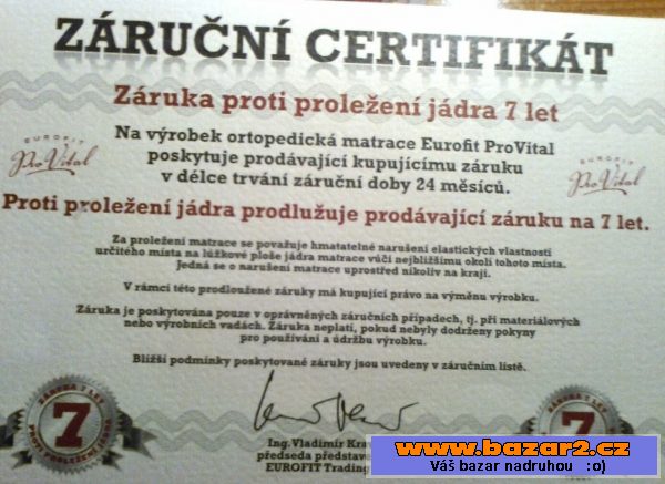 Certifikovaná ortopedická matrace
