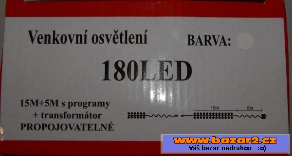 Venkovní řetěz osvětlení 180 led 