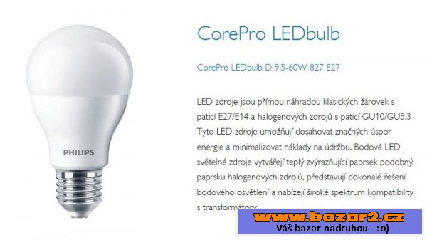 CorePro LEDbulb D 9.5-60W 827 E27