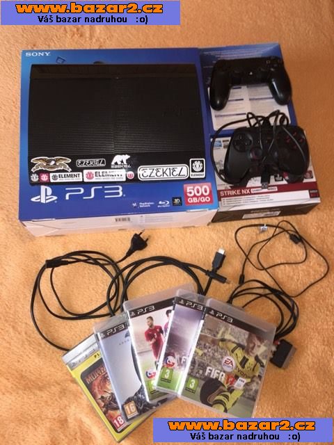 TOP Playstation 3 nejnovější verze 500gb+fifa 17+ 2x gamepad +záruka