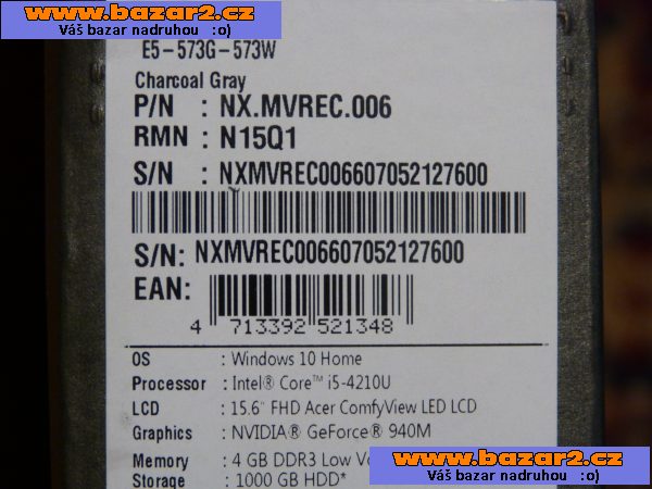 acer Aspire E 15  NEPOUŽiTÝ ,vynikající parametry