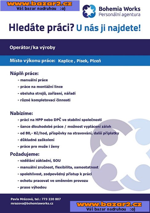 Operátoři výroby-3, inzerce-cz.cz Operátoři výroby