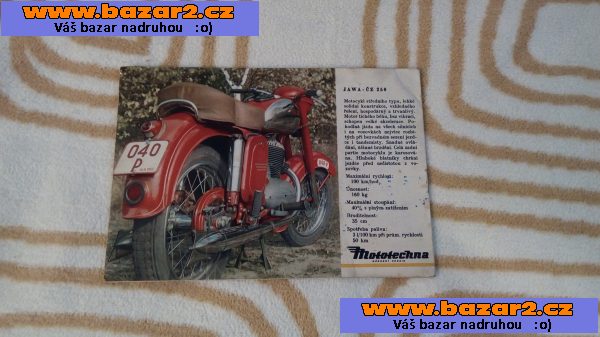Mototechna brožura Jawa ČZ 250 první kývačka 1954 prospekt