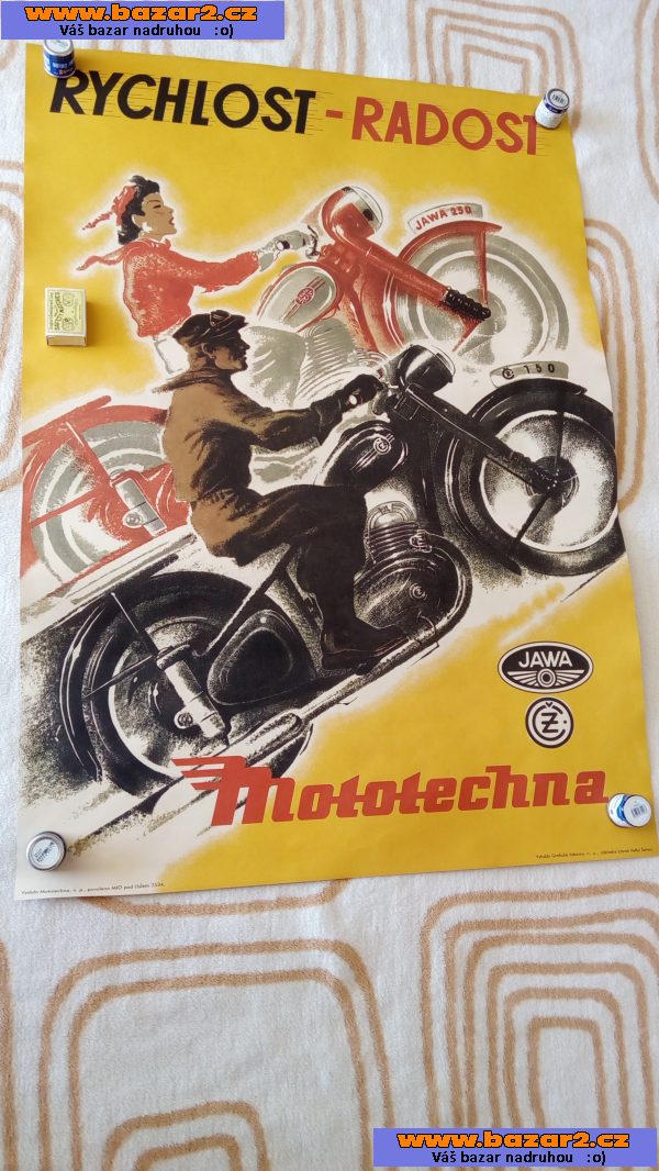 Mototechna rychlost radost plakát Jawa ČZ pérák, čezeta 150