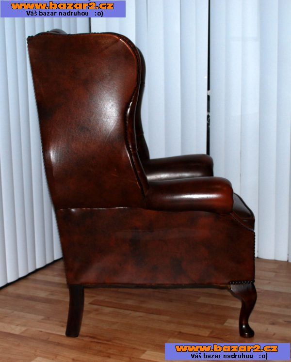 Chesterfield kozene kreslo-ušák-3, inzerce-cz.cz Chesterfield kozene kreslo-ušák