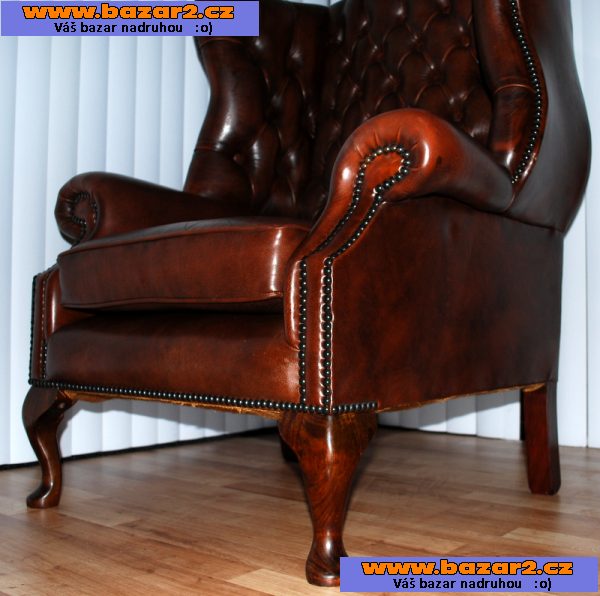 Chesterfield kozene kreslo-ušák-5, inzerce-cz.cz Chesterfield kozene kreslo-ušák