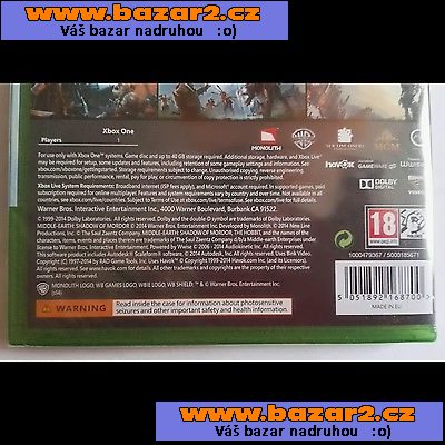 Middle Earth Shadow of Mordor Xbox One nova zabalená 