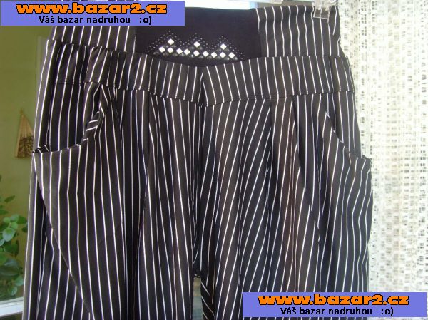 NOVÉ pružné černo-bílé kalhoty velikost XXL/XXXL- 52 - s cedulkou