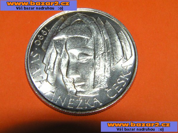 Ag mince 50 kčs sv. Anežka 1990 bez LK RR  vzácné a hledané