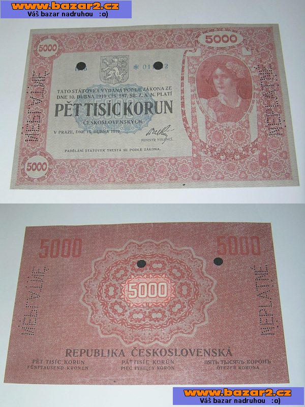 Kopie vzácných 1 republikových bankovek Mucha